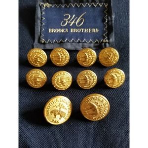 Vtg Brooks Brothers Gold 10 complete Set 20mm 15mm Blazer Replacement Buttons .